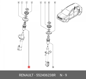 Пыльник заднего амортизатора RENAULT 5524 062 38R 552406238R RENAULT