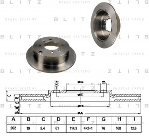 Диск тормозной задний HYUNDAI Sonata/Matrix 01-KIA Magentis 05- BS0190 BS0190 BLITZ