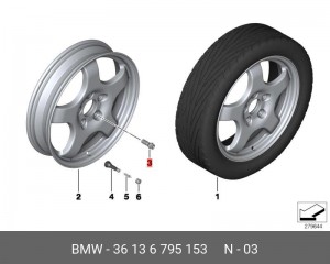 Болт колесный 36136795153 36 13 6 795 153 BMW