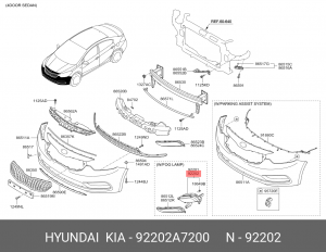 Фара противотуманная KIA Cerato (13-) правая OE 92202A7200 HYUNDAI KIA
