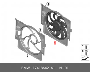 вентилятор охлаждения! с кожухом\ BMW F10/F11 11-17 17418642161 BMW
