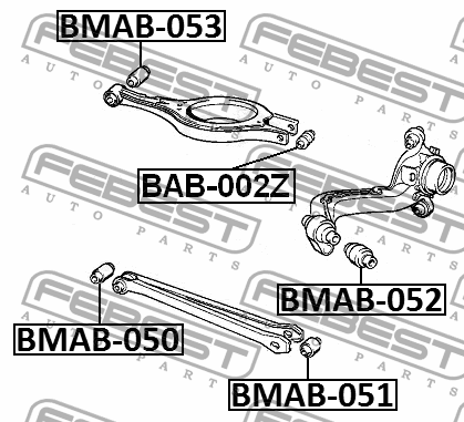 Сайлентблок задн поперечн рычага BMW X3 E83 2003-2010 BMAB-053 BMAB-053 FEBEST