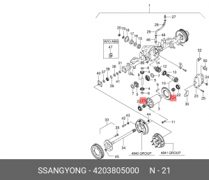 Шайба SSANGYONG Rexton (02-) регулировочная дифференциала (OTR 60.33MM/INR 48MM/ 4203805000 SSANG YONG