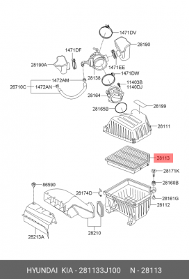 Фильтр воздушный HYUNDAI ix55 (3.8) OE 281133J100 HYUNDAI KIA