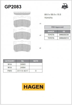 Колодки задние LEXUS GS 05-, TOYOTA CROWN 03-08 GP2083 GP2083 SANGSIN