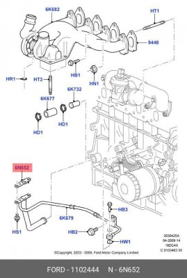 Прокладка FORD Focus,Fiesta трубки масляной OE 1 102 444 FORD