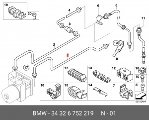 трубопровод тормозной !M10/M12-3020mm \BMW X5 E53, Z3 E36, Z4 E85 34 32 6 752 219 BMW