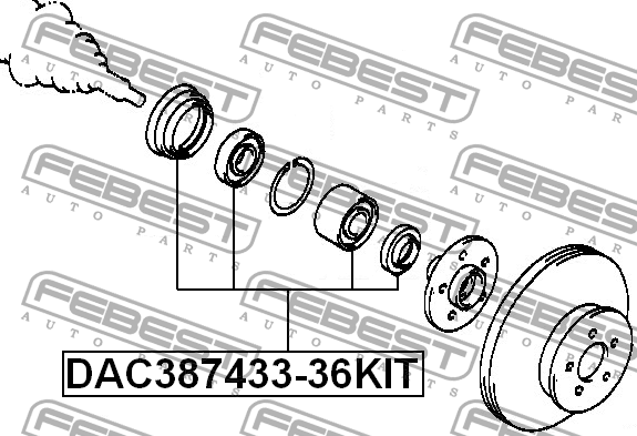 Подшипник ступицы передний TOYOTA RAV4, CORONA 83-01 DAC387433-36KIT DAC387433-36KIT FEBEST