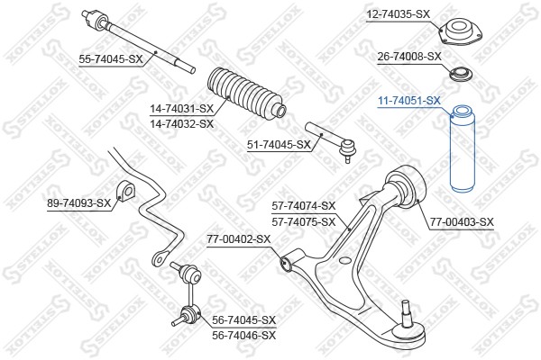 отбойник-пыльник амортизатора переднего!\ Nissan X-Trail 01> 11-74051-SX STELLOX