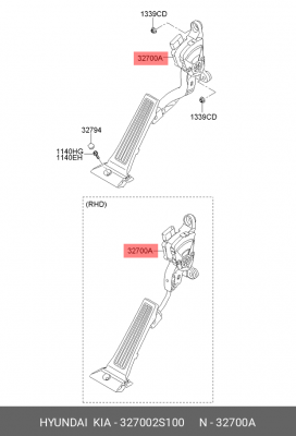 Педаль акселератора KIA Sportage (10-) (2.0) OE 327002S100 HYUNDAI KIA