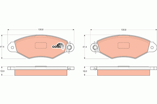 Колодки тормозные NISSAN Kubistar (03-) RENAULT Kangoo (97-) передние (4шт.) TRW GDB1321 TRW