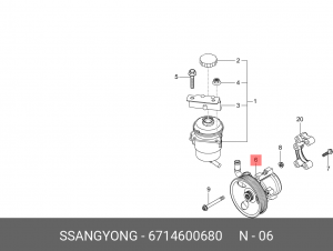 Насос гидроусилителя SSANGYONG Actyon (10-) (D20F) OE 6714600680 SSANG YONG