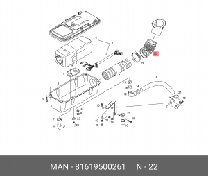 Колено шланга 57G86/79-23,4/60/25,3-EPDM MAN 81619500261 MAN
