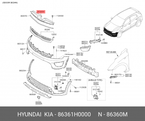 Накладка KIA Ceed замка капота OE 86361H0000 HYUNDAI KIA