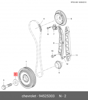 Шайба OPEL Antara (07-) крепления шкива коленвала OE 94525303 GENERAL MOTORS