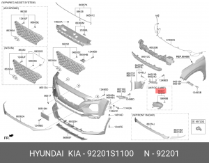 Фара противотуманная HYUNDAI Santa Fe (18-) левая (LED) OE 92201S1100 HYUNDAI KIA