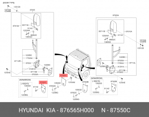 Крышка HYUNDAI HD65,72,78 зеркала бокового правого OE 876565H000 HYUNDAI KIA