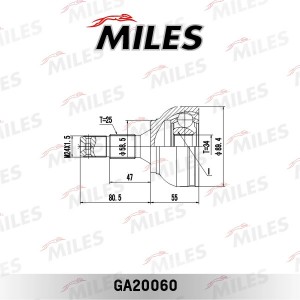 ШРУС наружный CITROEN C4/PEUGEOT 307 1.6-2.0 00- (GKN 303572) GA20060 GA20060 MILES