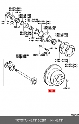 диск тормозной задний!\ Toyota Land Cruiser 100 4.2TD/4.7 98> 42431-60281 TOYOTA