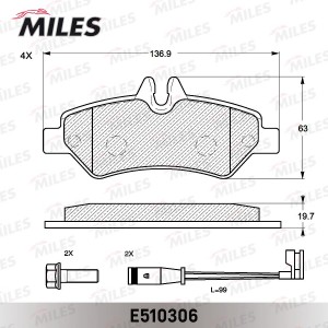 Колодки тормозные задние (Смесь CERAMIC серия PRO) MERCEDES SPRINTER 209-524 06- E510306 MILES
