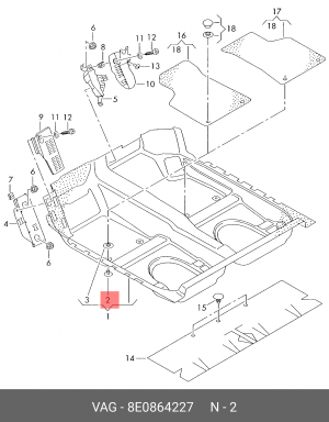 клипса! крепления ковриков\ Audi A4 95-01, VW Golf/Vento <99/T4 95-96 8E0 864 227 VAG