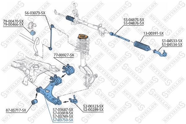 рычаг нижний правый! D21\ Ford Focus/C-Max 1.4-2.5/1.6TDCi 03> 5703750SX STELLOX