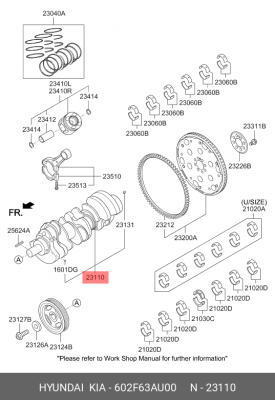 Вал коленчатый HYUNDAI ix55 (09-) (3.0) KIA Mohave (09-) (3.0) OE 602F63AU00 HYUNDAI KIA