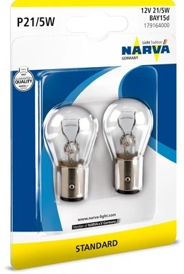 Лампа 12V P21/5W BAY15d блистер (2шт.) NARVA 179164000 NARVA