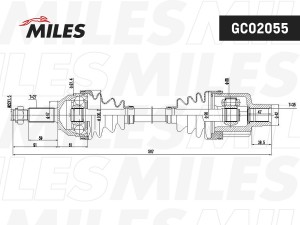 Привод в сборе правый FORD MONDEO 1.8-2.5 93-00 (GKN 302397) GC02055 GC02055 MILES