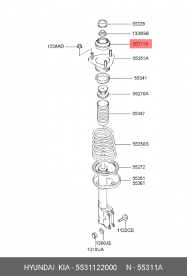 Опора верхняя заднего амортизатора Accent LC/MC 1.3-1.6 1999-2010 /дилерский ори 55311-22000 HYUNDAI KIA