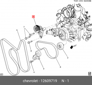 Ролик приводного ремня CHEVROLET Tahoe,Silverado CADILLAC Escalade HUMMER H2 нат 12609719 GENERAL MOTORS