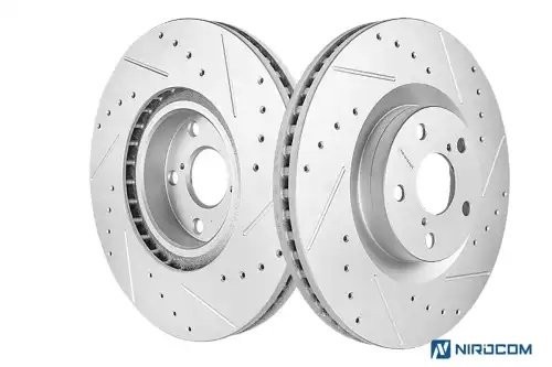Передний левый тормозной диск Evolution с перфорацией и насечками, в покрытии GE JBR1568 POWERSTOP