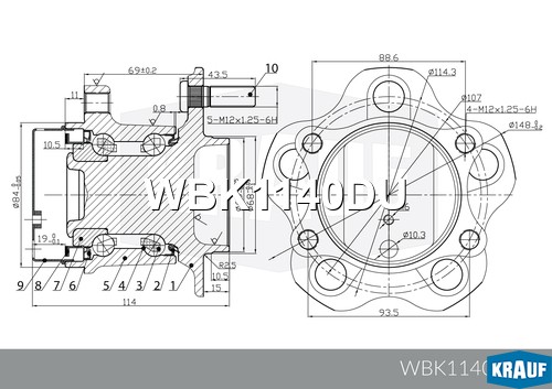Ступица в сборе [задн] NISSAN Qashqai, Qashqai+2 I (J10, NJ10)/X-Trail (T31, T32 WBK1140DU KRAUF