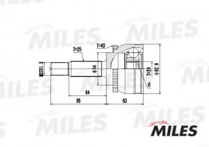 ШРУС наружный MITSUBISHI CARISMA 1.6-1.9TD 96-06 (с ABS) (GKN 303529) GA20250 GA20250 MILES