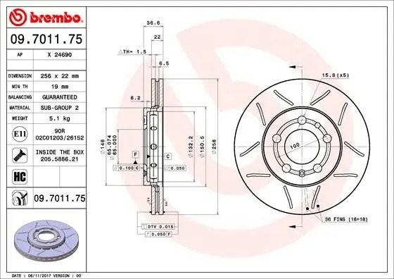 Диск тормозной Brembo MAX 09.7011.75 09.7011.75 BREMBO