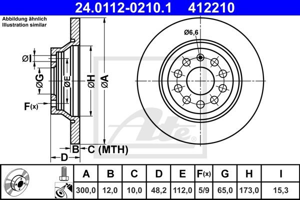 Диск тормозной VW Golf (17-) AUDI A3 (17-) SKODA Superb (15-) задний (1шт.) ATE 24.0112-0210.1 ATE