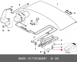 51 71 8 186 887 Упор Л 51 71 8 186 887 BMW