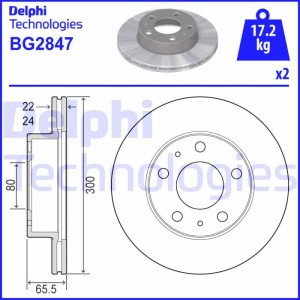 BG2847 диск тормозной передний!\ Fiat Ducato, Peugeot Boxer 2.0-2.8JTd 94> BG2847 DELPHI