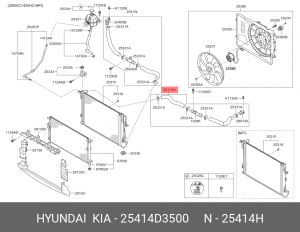 Патрубок HYUNDAI Tucson (15-) KIA Sportage (16-) (2.0) радиатора верхний (в сбор 25414D3500 HYUNDAI KIA
