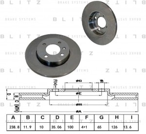 Диск тормозной передний VW Golf 83- BS0335 BS0335 BLITZ