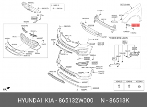 Направляющая HYUNDAI Santa Fe (12-) бампера переднего левая OE 865132W000 HYUNDAI KIA