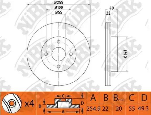 Диск тормозной TOYOTA COROLLA 2001-2007 RN1458 RN1458 NIBK