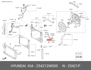 ШЛАНГ СИСТЕМЫ ОХЛАЖДЕНИЯ 254212W000 HYUNDAI KIA
