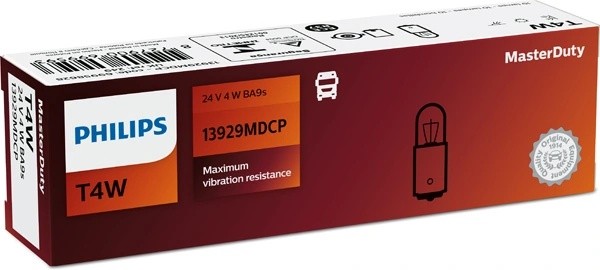 Лампа 24V T4W BA9s Master Duty PHILIPS 13929MDCP PHILIPS