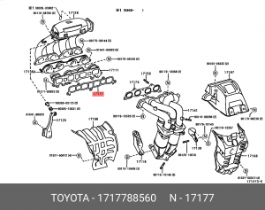 Прокладка выпускного коллектора 17177-88560 17177-88560 TOYOTA