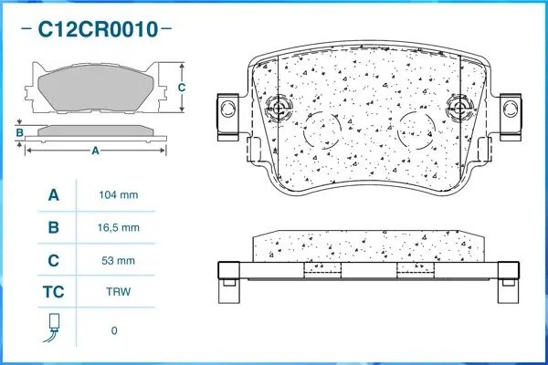Тормозные колодки задние Low Metallic C12CR0010 C12CR0010 CWORKS
