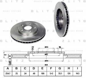 Диск тормозной передний вентилируемый TOYOTA Carina E/Celica 92- BS0133 BS0133 BLITZ
