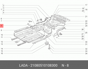 Поперечина ВАЗ-2108 кронштейна сиденья левая АвтоВАЗ 21080510108300 LADA VAZ