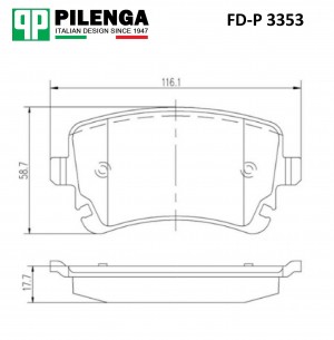 Колодки тормозные задние 116,5х59х17,7 VW T5 FD-P3353 FDP3353 PILENGA