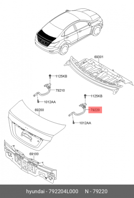 Петля HYUNDAI Solaris крышки багажника правая OE 792204L000 HYUNDAI KIA